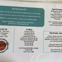 menu 1/2 at Spitfire Espresso in Glasgow