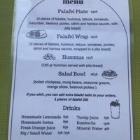 Menu  at Kaş Gurme Falafel in Kas