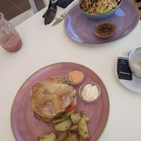 Vegan beyond burger and Buddha bowl at Creme Cafe in Lanzarote