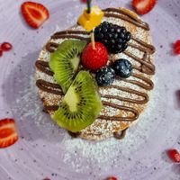 Pancakes with vegan nuttella :) at Creme Cafe in Lanzarote