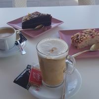 Almond milk lattes at Creme Cafe in Lanzarote