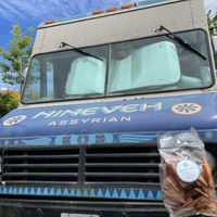 Creative photography with their bag of pita chips (received a big thumb up for this)  at Nineveh Assyrian - Food Truck in Olympia