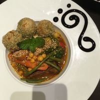 Vegetable couscous with falafels at La Tomate Noire in Corsica