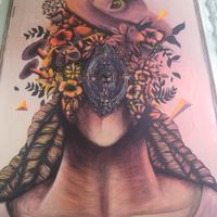 Ceiling art at Vegan Dealer in Santiago