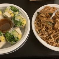 Summer roll and tofu pad Thai, so flavorful!  at Ye's Asian Vegan Kitchen in Hilliard
