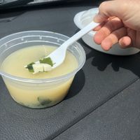 Miso soup with came with mains  at Ye's Asian Vegan Kitchen in Hilliard