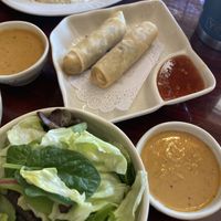 Spring rolls and side salad with ginger dressing.  at Ye's Asian Vegan Kitchen in Hilliard