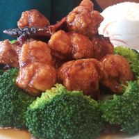 Orange with soy protein at Ye's Asian Vegan Kitchen in Hilliard