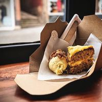 Vegan carrot cake and ice cream  at 31K in Nottingham