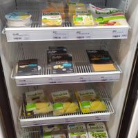 vegan stuff in the fridge at Moje ZV in Prague