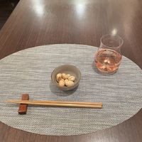 Plum sake as the drink in the set menu, came with some nice nut snacks  at Saido in Tokyo