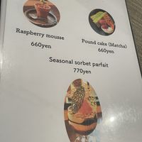 Desserts menu    at Saido in Tokyo