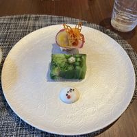 Vegan cheese and vegetable course  at Saido in Tokyo