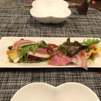 Vegan cheese salad with genovese sauce at Saido in Tokyo