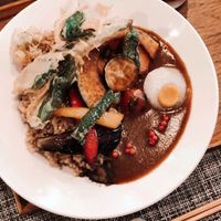 Curry with vegan egg  at Saido in Tokyo