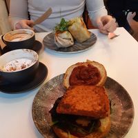 Breakfast roll and breakfast burrito at Cafe Strange Brew in Glasgow