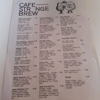 Menu at Cafe Strange Brew in Glasgow