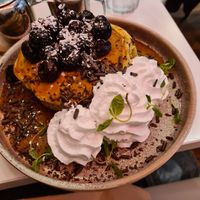 Fluffy pancakes! at Cafe Strange Brew in Glasgow