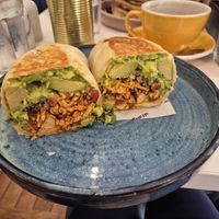 Vegan burrito at Cafe Strange Brew in Glasgow