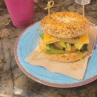 Vegan breakfast sandwich and dragonfruit smoothie at Cafe Surfinista in Indialantic