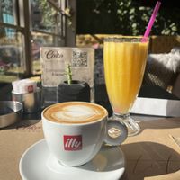 Soy cappuccino and orange juice   at Çoko in Tirana