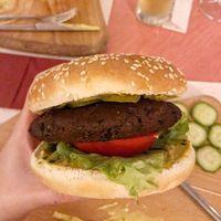 vegan burger (chickpea pattie) at Çoko in Tirana