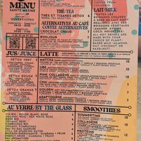 Menu as of 16-7-26 at Peanut's Café in Sainte-maxime