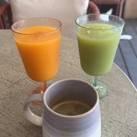 Orange & vert juice + americano  at Peanut's Café in Sainte-maxime