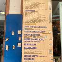 Wall menu  at The Fruit Lab in Rhodes