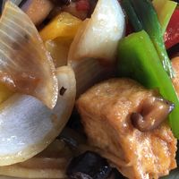 Fried tofu in sweet-sour sauce with vegetables at Naam Thai in Warsaw