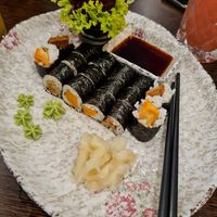 Mit Süßkartoffel und Tofutaschen gefülltes Sushi at RiceCorn in Regensburg