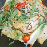 Reisbandnudeln mit Gemüse und Tofu etc. at RiceCorn in Regensburg