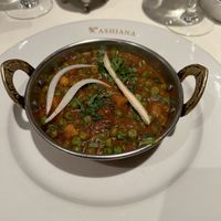 Vegan pea and potato curry  at Ashiana in Paris