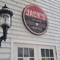 Outside front door at Jack's Stir Brew Coffee in Amagansett