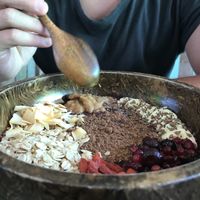 Cacao peanut butter acai bowl 💚  at Pure Vegan Heaven in Koh Samui