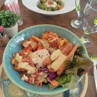 Bbq jackfruit bowl+ extra tempeh (extra 30 THB) and gnocchi at Pure Vegan Heaven in Koh Samui