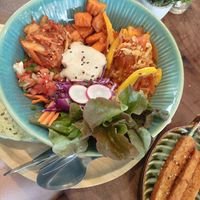 Bbq jackfruit bowl+ extra tempeh (extra 30 THB) at Pure Vegan Heaven in Koh Samui