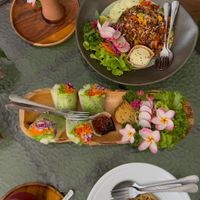 spaghetti pad kee mao & veggie curry fried ricee  at Pure Vegan Heaven in Koh Samui