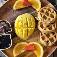 sweet potatoe waffles at Pure Vegan Heaven in Koh Samui