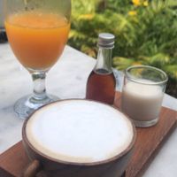 Coffee and orange juice free with breakfast set at Pure Vegan Heaven in Koh Samui