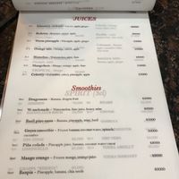 Menu at The Sky Over Dalat in Da Lat