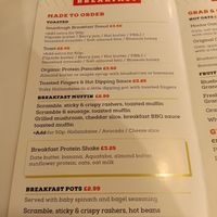 Part of the breakfast menu at Flipside in London