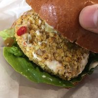 Vegan chicken burger priced £6.50  at Flipside in London