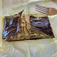 Spinach tamal at Ah Cacao in Playa Del Carmen