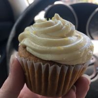   Lemon raspberry vanilla cupcake!! at The Baked Vegan Bakery in Lake Park