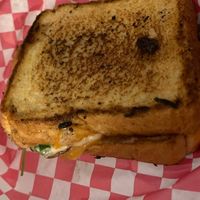 Vegan grilled cheese on Texas toast with mushrooms and arugula  at Blue Sage Vegan Bistro in Little Rock