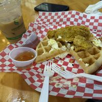 So good I had to eat it before I took the picture! This was an awesome find on our Arkansas trip.  It is getting bookmarked as a favorite.  Picture vegan chicken and waffles  at Blue Sage Vegan Bistro in Little Rock