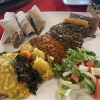 Vegetarian sampler   at Lucy Ethiopian Restaurant and Lounge in Houston
