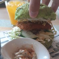 Green burger (tofu schnitzel) at Café Garrett by Ohana in Lisbon