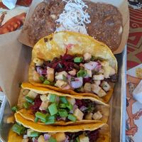 Hawaiian steak and refried beans at Tiki Loco in Dallas